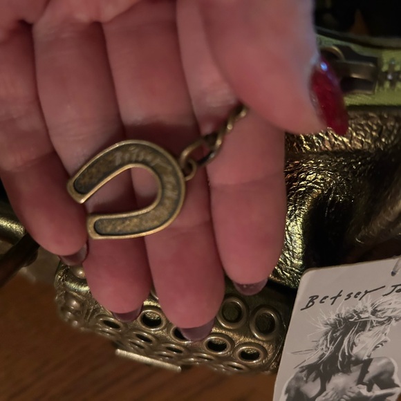 Vintage BETSEY JOHNSON Olive Heavy Metal Studded Satchel Handbag - Picture 11 of 16